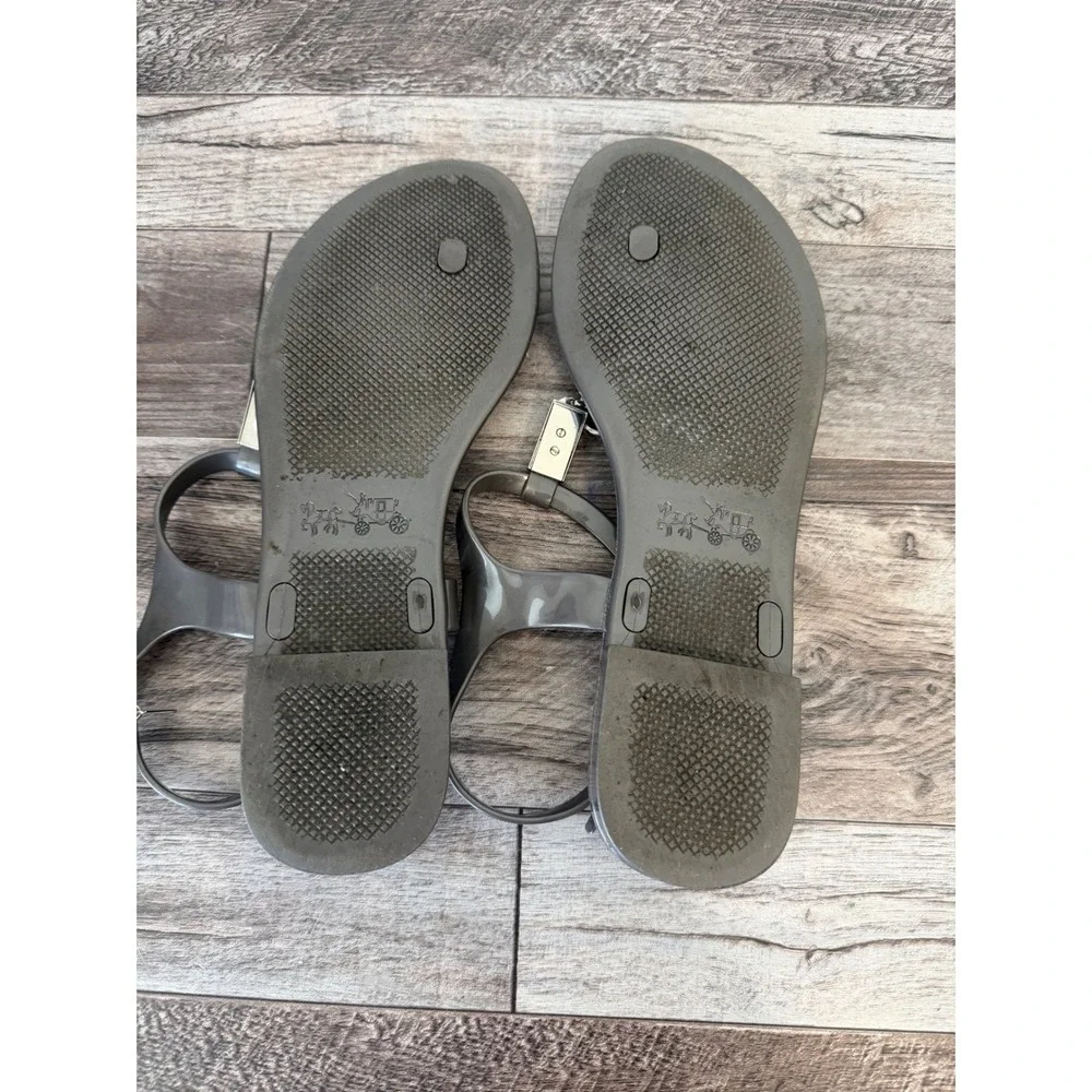 Coach Plato Jelly Sandals Size 9B Grey T-Strap Ankle Strap Beach Summer Y2K